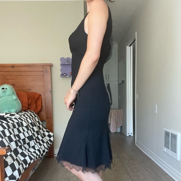 NWT - PF Paola Franzi little black dress w/lace trim - size 44(fits like an S/M) - Picture 3 of 9